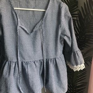 Pretty gingham and lace blouse